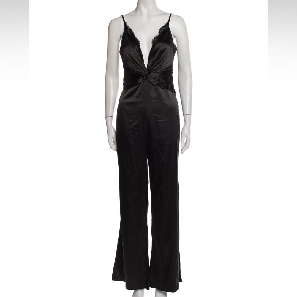 Jonathan Simkhai black satin and lace jumpsuit size XS